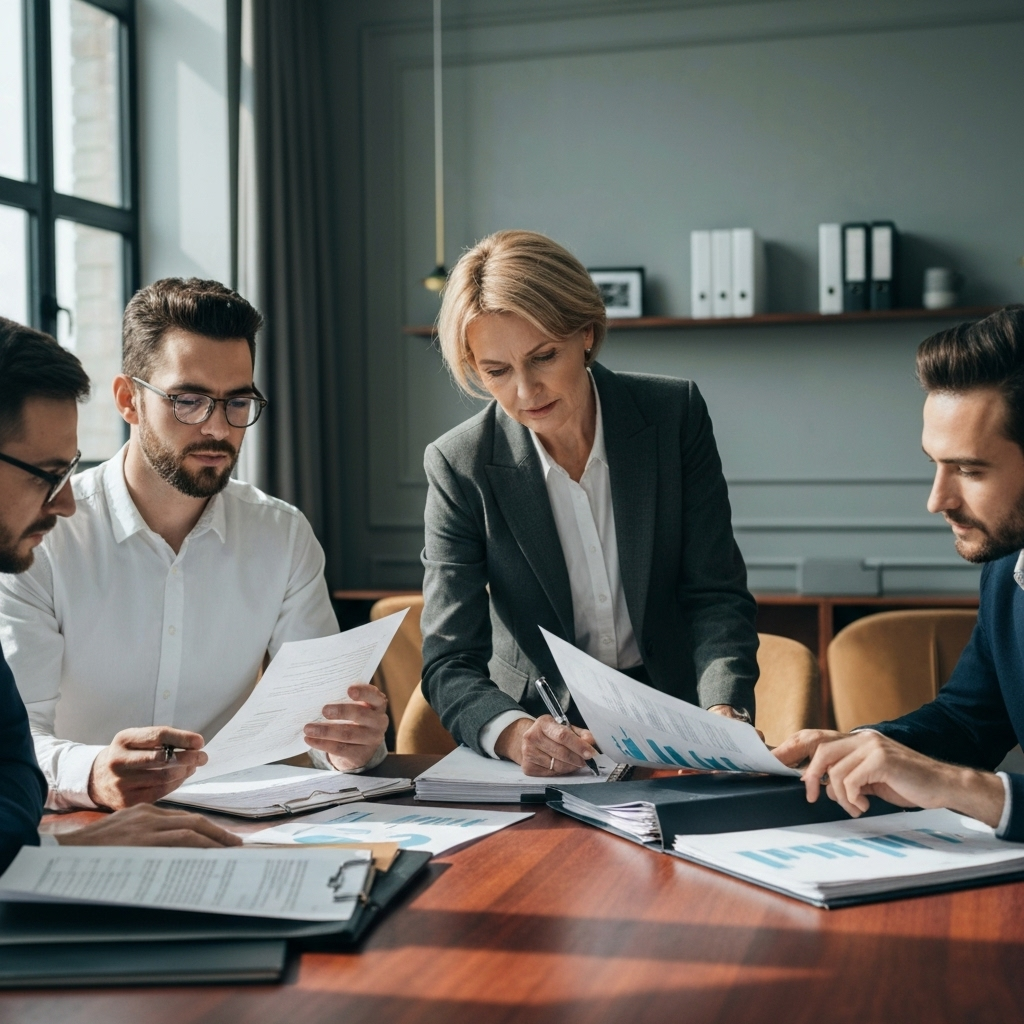 FinAura team reviewing financial reports